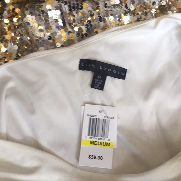 NWT White and sequin one shoulder dress - Picture 4 of 4